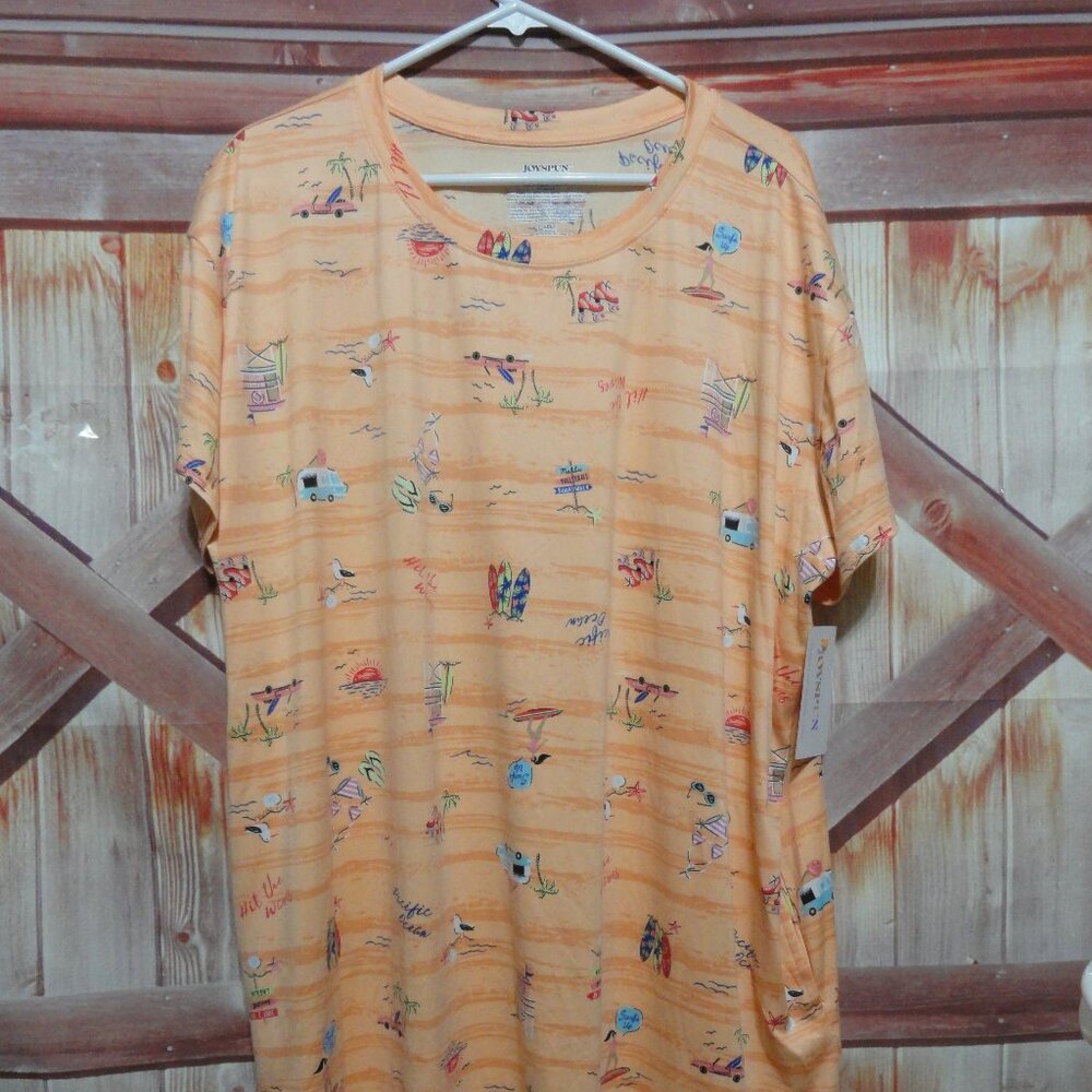 Cute Beach scene Cover up/ Night Shirt, w/pockets Nwt sz 2x-3x. Soft. long - Picture 4 of 7